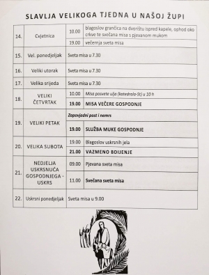 ŽUPA Gospe u Siti Strožanac-Podstrana: raspored sv. misa
