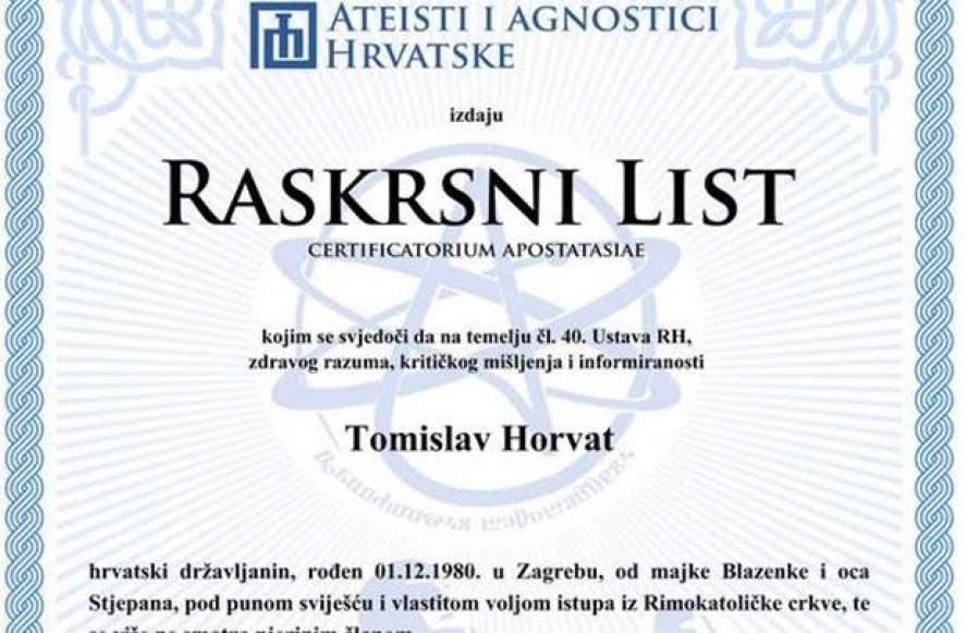 U medijima osvanuo 'Raskrsni list' kojemu je cilj poticanje katolika na ispis iz Rimokatoličke Crkve!