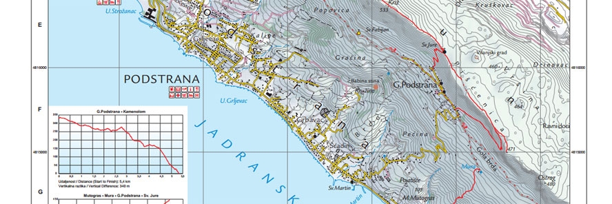 Turistički planinarski zemljovid Podstrane