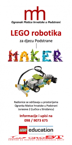 Ogranak Matice hrvatske u Podstrani organizira radionicu LEGO robotika za djecu Podstrane