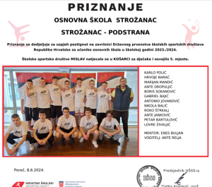 Novi sjajni rezultati učenika naše škole na košarkaškim natjecanjima