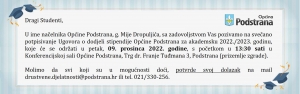 Poziv studentima na svečano potpisivanje Ugovora o dodijeli stipendije